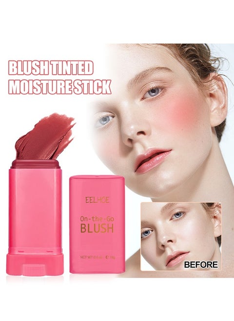 On-the-Go Blush, Multi-Use Blush Stick Moisturizer Stick Shadow Lips Eyes Cheek Waterproof Red Blusher Makeup Creamy (Red)