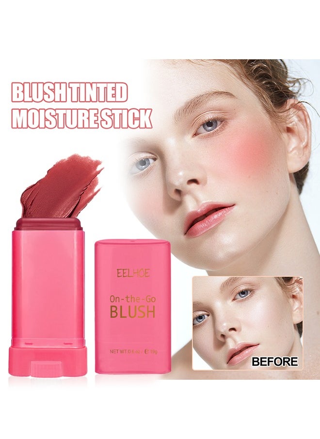 EELHOE - On-the-Go Blush, Multi-Use Blush Stick Moisturizer Stick Shadow Lips Eyes Cheek Waterproof Red Blusher Makeup Creamy (Red) - Image 1