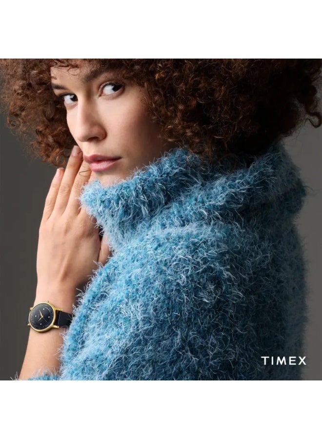 تيميكس ساعة TIMEX النسائية بهيكل نحاسية ذهبية وسوار جلدي أزرق - Image 4