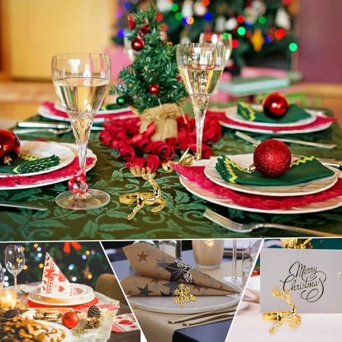 BharatBazaar Napkin Rings, 4PCS Golden Alloy Napkin Rings for Dining Table, Christmas Decorations, Home Decoration Items, Elegant Napkin Stand for Cloth and Paper Napkins - Image 3