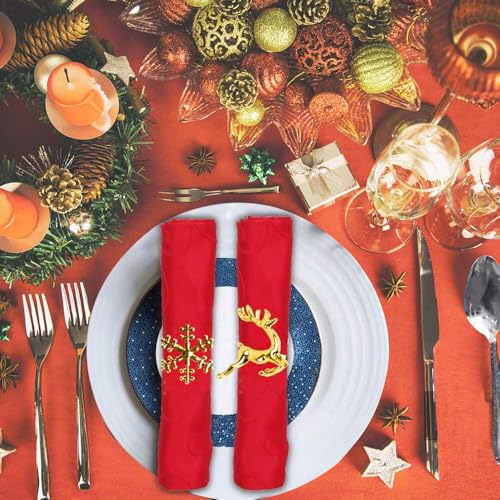 BharatBazaar Napkin Rings, 4PCS Golden Alloy Napkin Rings for Dining Table, Christmas Decorations, Home Decoration Items, Elegant Napkin Stand for Cloth and Paper Napkins - Image 4