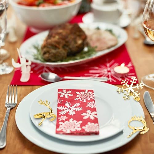 BharatBazaar Napkin Rings, 4PCS Golden Alloy Napkin Rings for Dining Table, Christmas Decorations, Home Decoration Items, Elegant Napkin Stand for Cloth and Paper Napkins - Image 5