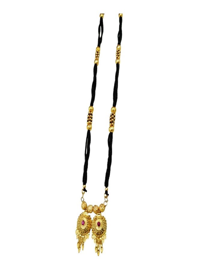 Swaroop Designer Mangalsutra For Women Stylish New Gold Plated Mangalsutra Long Size Heavy Design Long Black Bead Chain 139 - Image 1