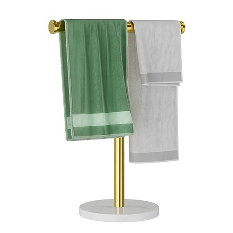 Towel Rack, T Shape Freestanding Towel Racks for Bathroom, Organizer Countertop Hand Towels Stand, Kitchen Vanity Marble Plinth Towel Holder, 304 Stainless Steel Towel Bar Ti - Image 1