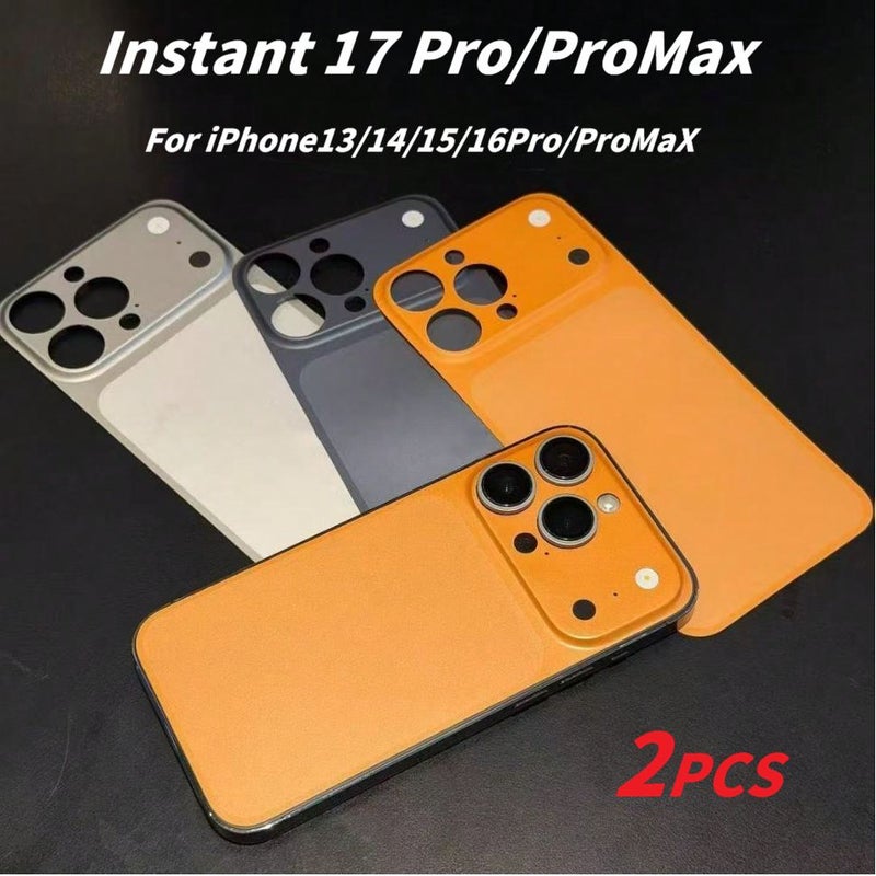 2 Packs Compatible iPhone 13 14 15 16 Pro Pro Max Convert 14 Pro Max to 17 Pro Max Full Coverage Back Cover Kit Upgraded Orange Easy Installation Anti Fingerprint Scratch Resistant - Image 1