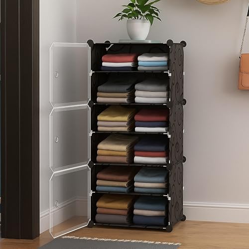 Zemic Plastic Wardrobe for Clothes : 𝟔 𝐒𝐡𝐞𝐥𝐟 ^ 𝟑 𝐃𝐨𝐨𝐫 Plastic Cupboard for Storage Organizer & Storage Box for Ideal for Neat and Tidy Storage Solutions Almirah for Clothes : 𝐆𝐫𝐞𝐲 - Image 1