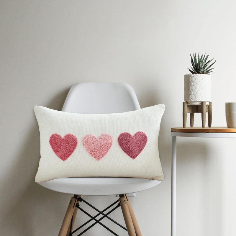 TAJWE Valentineâ€™s Day Pillow Cover 12x20 Inch Red Pink Embroidery Love Heart Pillowcase Valentine Wedding February Holiday Farmhouse Decorative Lumbar Cushion Covers for Sofa Couch Home Decor - Image 5