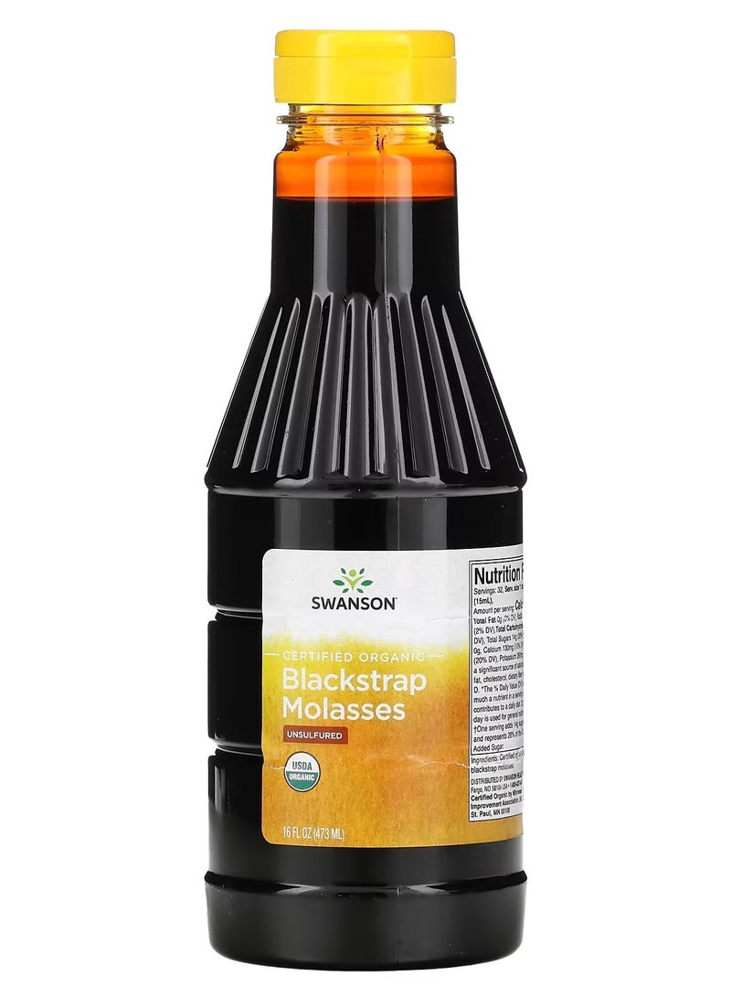 Swanson, Certified Organic Blackstrap Molasses, Unsulfured, 16 fl oz (473 ml)