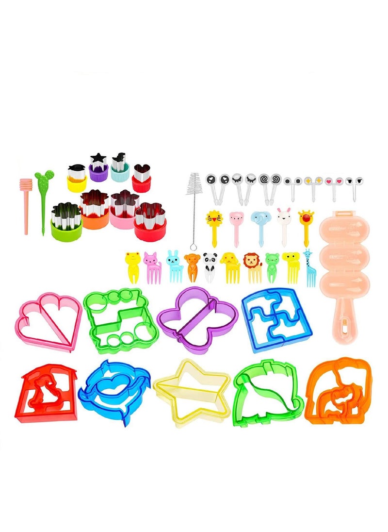 Bluejw - 45 Pcs Sandwich Cutter And Sealer Cutters For Kids Great For Toddler Lunch Box Containers Includes Fruit Vegetable Cookie Cutters Food Forks Animal Fruit Fork - Image 1