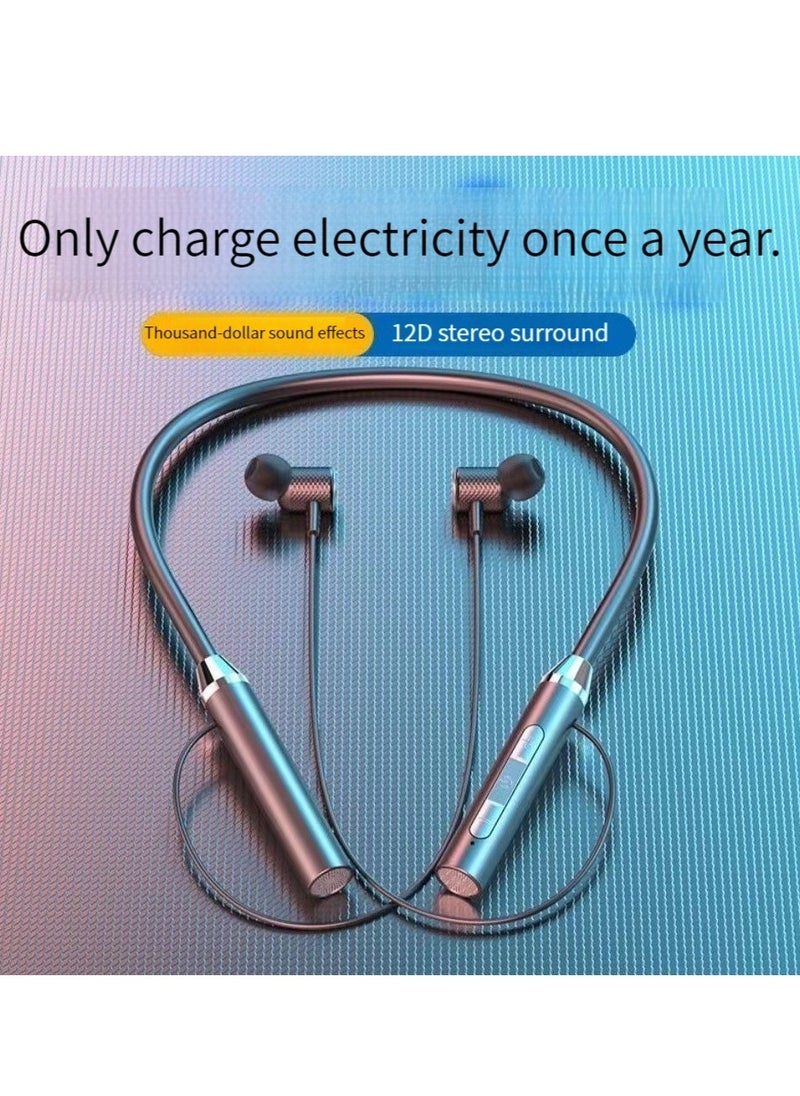 Generic New hanging neck type super long battery life wireless bluetooth sports headphones with large battery (black)  - Image 4