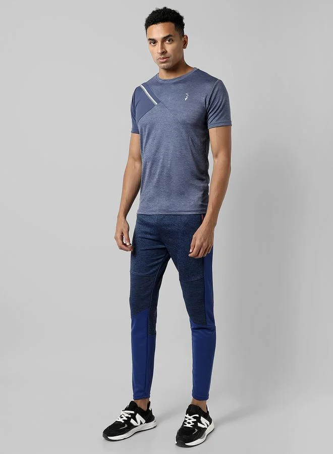 Campus Sutra Campus Sutra Cut and Sew Panel Heathered Track Pants