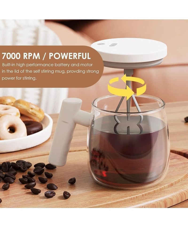 VINSU VINSU Self Stirring Coffee Mugs Coffee Stirring Cup Electric Mixing Cup Borosilicate Coffee Mug with lid for Coffee Milk Protein Powder  - Image 4