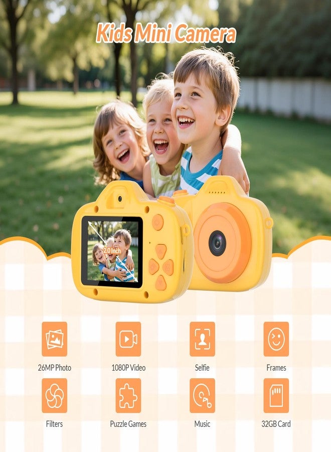 Mafiti Kids Camera,26MP HD Mini Selfie Digital Camera for Kids,Toddler Camera 1080P Video,Outdoor Toy for Holiday,Birthday Xmas Gift for 3-8 Years Old Girl Boy (Orange) - Image 2