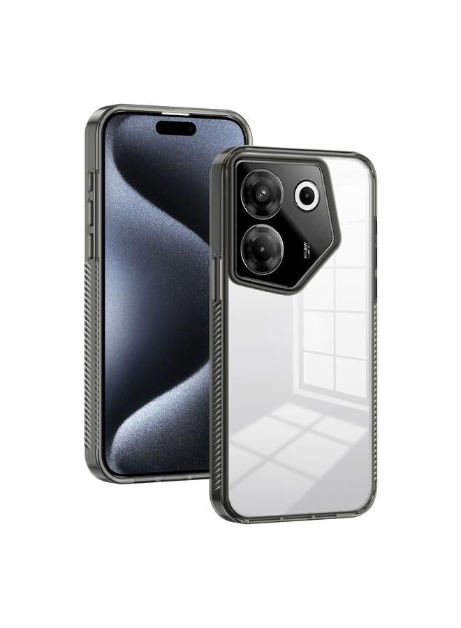 جراب هاتف TPU هجين شفاف من الأكريليك مضاد للانزلاق لهاتف Tecno Camon 20 Pro 5G (أسود)