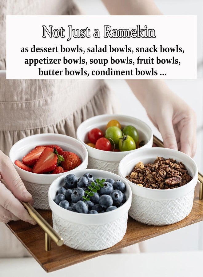 MISSYSSIM Ramekins 12 oz with Lids Oven Safe, Creme Brulee Ramekins with Covers, Ceramic Small Baking Dishes Set of 4, Souffle Dishes Bowls - Microwave and Dishwasher Safe, White Cloud - Image 2