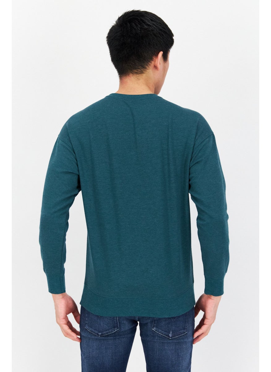Eddie Bauer - Men Crew Neck Long Sleeve Graphic Print Sweatshirt, Teal Blue Combo - Image 1