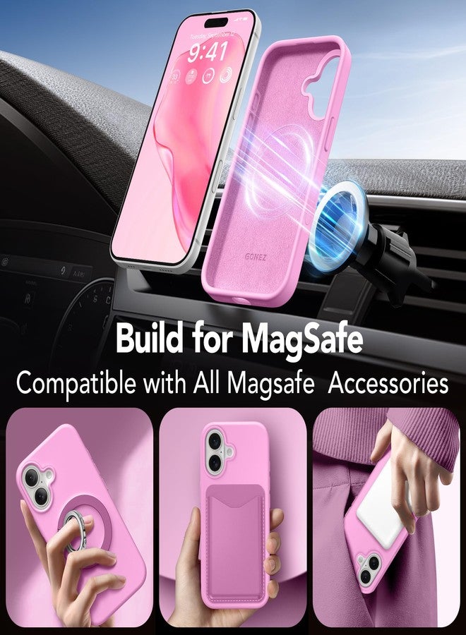 GONEZ Magnetic for iPhone 16 Case, Compatible with MagSafe, [Screen Protector + Camera Lens Protector], Liquid Silicone Shockproof Protective Phone Case for iPhone 16 6.1", Cherry Blossom - Image 4