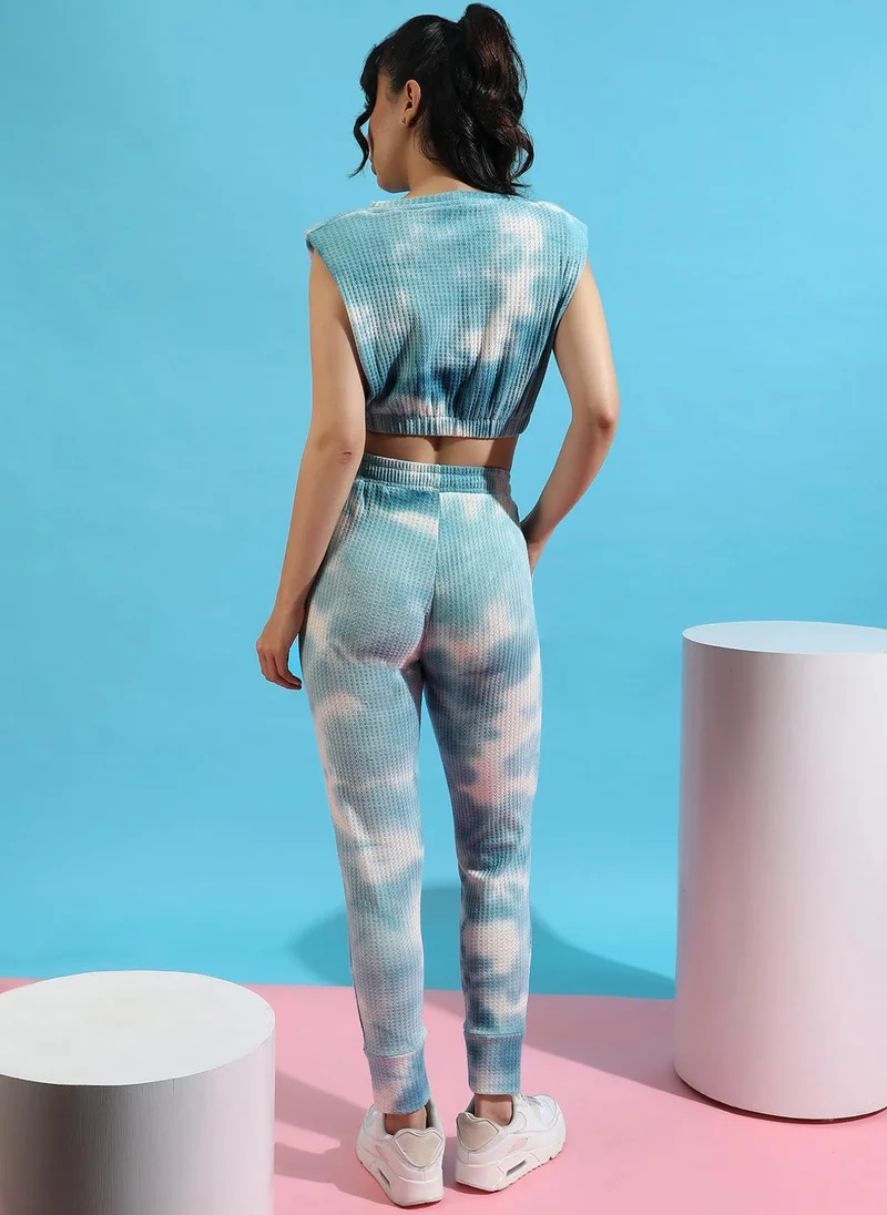 Pinacolada  Women's Powder Blue Waffle Co-Ord Set for Women | Best Price UAE