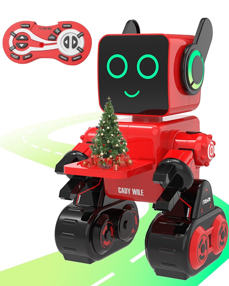 okk Robot Toys for Kids Programmable Remote Control Robot Interactive Toys with Coin Bank LED and Tray Walking Talking Singing Dancing Gift for Boys GirlRed
