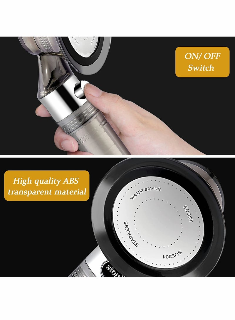 SYOSI Hand Shower, High Pressure Shower Shower Head with ON/OFF Switch Filtered Water Saving Sprinkler for Dry Skin and Hair Only Shower Head Clear Black Silver - Image 4