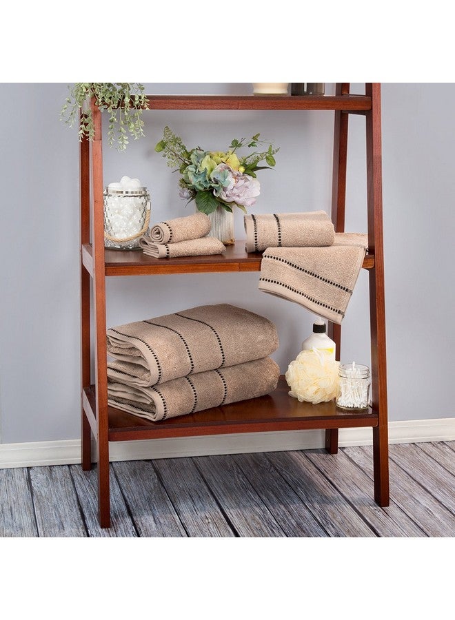 Lavish Home 6PC Towel Set - 525GSM 100% Cotton Bathroom Essentials with 2 Bath Towels, 2 Hand Cloths, and 2 Washcloths - Absorbent Sheets for Bath, Shower, Gym, Spa, and Dorm Room by Lavish Home (Taupe)  - Image 2