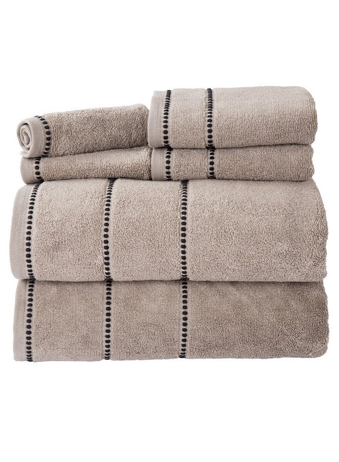 Lavish Home 6PC Towel Set - 525GSM 100% Cotton Bathroom Essentials with 2 Bath Towels, 2 Hand Cloths, and 2 Washcloths - Absorbent Sheets for Bath, Shower, Gym, Spa, and Dorm Room by Lavish Home (Taupe)  - Image 1