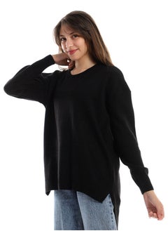 Andora Ribbed Round Neck Slip On Pullover - Black  - Image 2