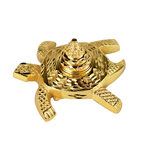 Crystu Shree Yantra on Tortoise/Kurma Sumeru Shree Yantra/Kacchua Turtle Shree Yantra for Good Luck and Prosperity (Color : Golden) - Image 1