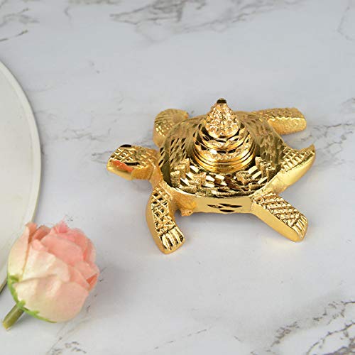 Crystu Shree Yantra on Tortoise/Kurma Sumeru Shree Yantra/Kacchua Turtle Shree Yantra for Good Luck and Prosperity (Color : Golden) - Image 2
