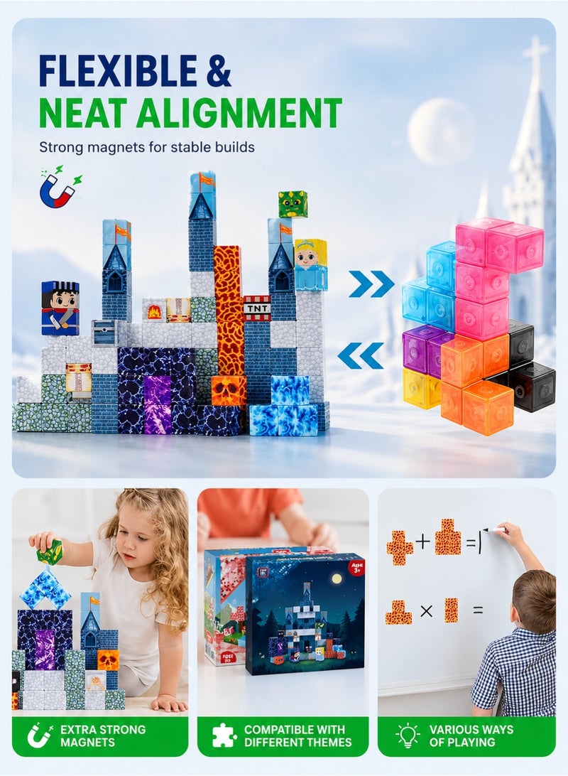 RAKAY 100PCS Magnetic Building Blocks Set for Kids Ages 3-12, High-Strength Magnetic Cubes, STEM Montessori Educational Toy for Boys & Girls, Creative Construction & Stacking Game Gift - Image 5