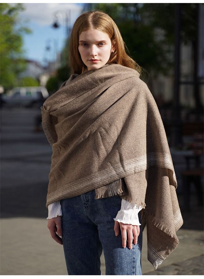 Loquat Solid Warm Thickened Lambswool Scarf  - Image 1