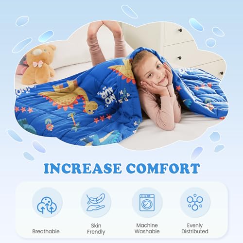 HOSUKKO Weighted Blanket - 3 lbs Blue Dinosaur Heavy Blanket - Small Size Breathable Lap Blanket(36"x48", 3 lbs) - Image 4