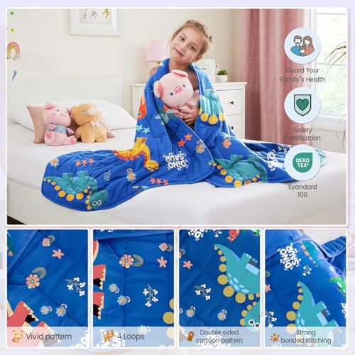 HOSUKKO Weighted Blanket - 3 lbs Blue Dinosaur Heavy Blanket - Small Size Breathable Lap Blanket(36"x48", 3 lbs) - Image 5