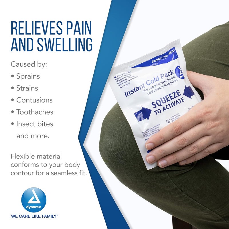 Dynarex Disposable Ice Packs for Injuries  Instant Cold Packs for First Aid Swelling Sprains  Abrasions  Single Use Cold Pack  Cold Compress Packs for Joint  Muscle Pain  24Pack 4x5Inch - Image 4