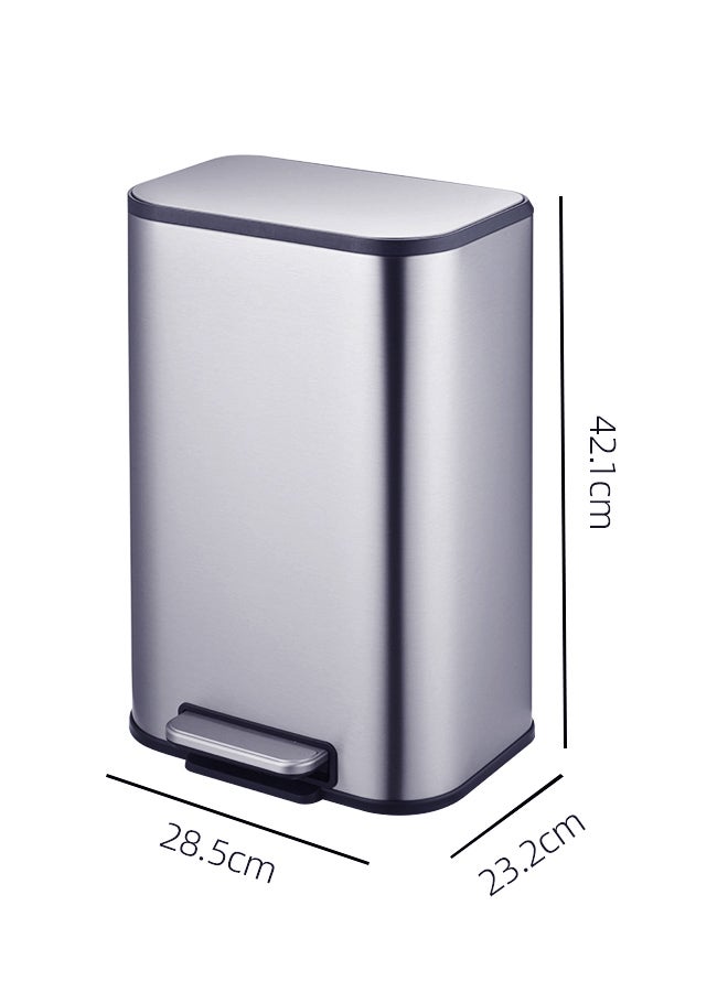 ايست من نون سلة مهملات من الفولاذ المقاوم للصدأ سعة 12 لتر مع غطاء يغلق برفق وسطح مقاوم لبصمات الأصابع للمطبخ والحمام، فضي - 28.5x23.2x42.1 سم - Image 2