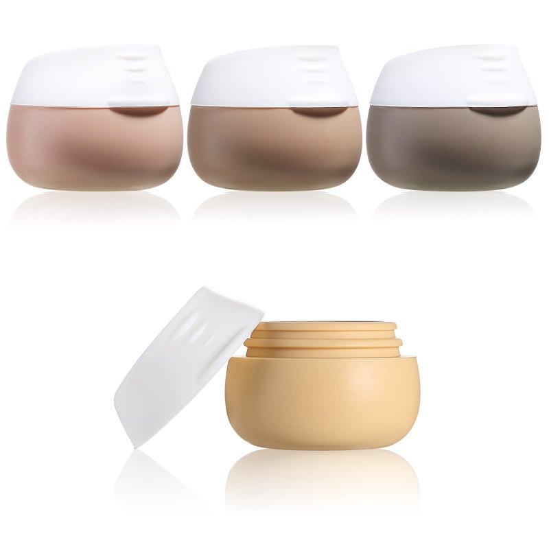 Gemice TSA Approved Travel Size Containers for Toiletries, Gemice Silicone Jars, Leak-proof Travel Accessories with Lid for Cosmetic Makeup Face Body Hand Cream (4 Pieces) (Apricot) - Image 1