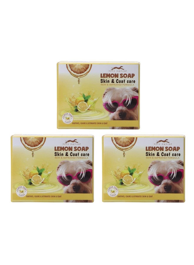 بتس إمباير صابون طبيعي للكلاب مصنوع يدويًا، 100 جرام (عبوة من 3 قطع) - قطعة صابون ليمون لطيفة ومغذية للحيوانات الأليفة من أجل بشرة وفراء صحيين | صابون عضوي مضاد للبكتيريا ومفتح للفراء للعناية بالكلاب لجميع السلالات - Image 1