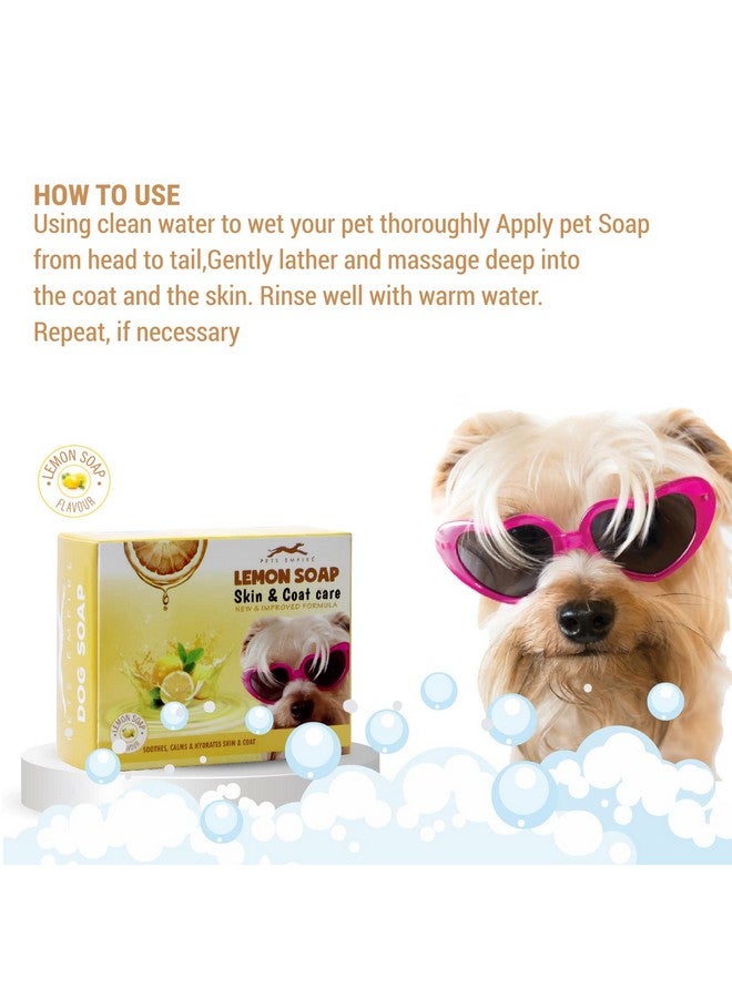 بتس إمباير صابون طبيعي للكلاب مصنوع يدويًا، 100 جرام (عبوة من 3 قطع) - قطعة صابون ليمون لطيفة ومغذية للحيوانات الأليفة من أجل بشرة وفراء صحيين | صابون عضوي مضاد للبكتيريا ومفتح للفراء للعناية بالكلاب لجميع السلالات - Image 5