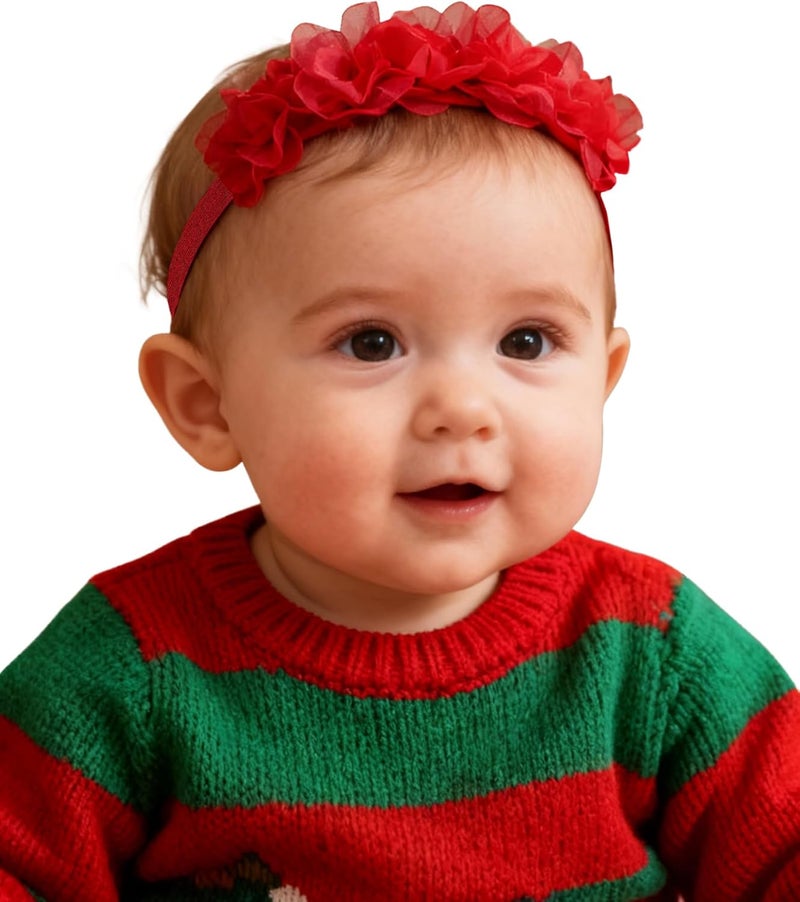 Fmeida Baby Girls Headbands for 4-24M | Soft Flower Crown (Fits 14.96"-18.89" Head) - Image 1