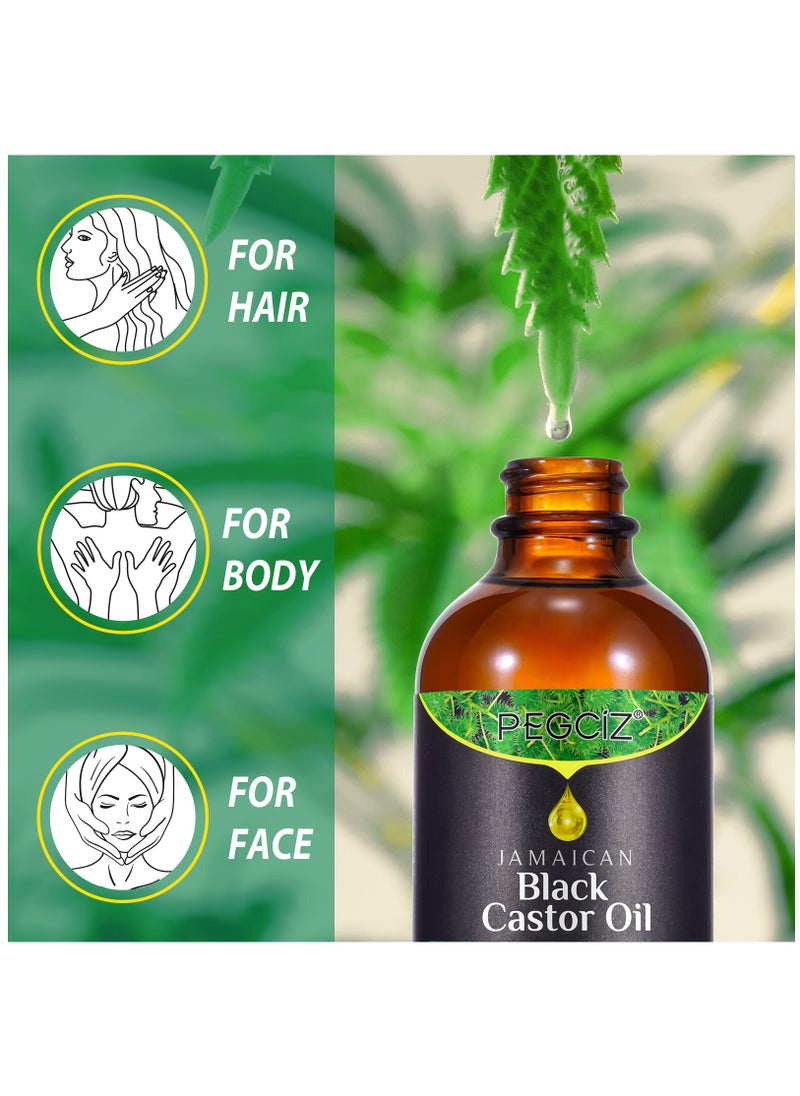 Pegciz - 120ml Jamaican Black Cold Pressed Castor Oil for Hair and Skin Care Eyelashes and Eyebrows Hair Loss & Dry Damaged Hair Nourishment Scalp Stimulates Hair Growth for Men & Women - Image 1