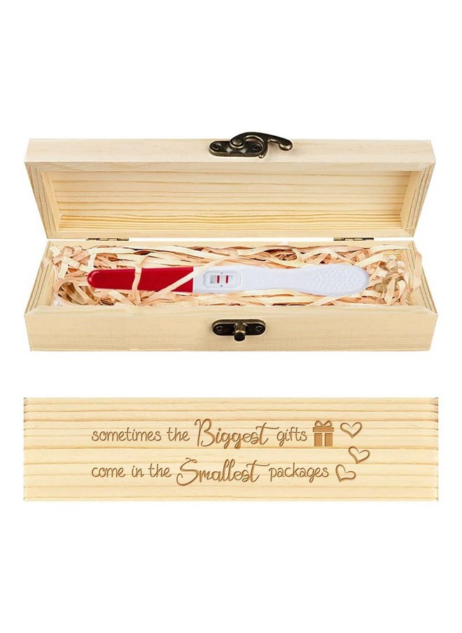 CHGCRAFT - CHGCRAFT Pregnancy Wooden Announcement Gifts Pregnancy Test Keepsake Box Laser Engraving Box Surprise Announcement Gift with Raffia Ribbon to Husband Grandparents Parents 8x2x1.2inch - Image 1