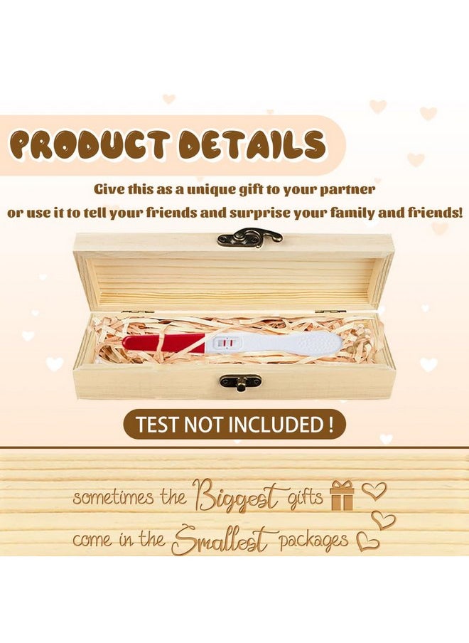 CHGCRAFT - CHGCRAFT Pregnancy Wooden Announcement Gifts Pregnancy Test Keepsake Box Laser Engraving Box Surprise Announcement Gift with Raffia Ribbon to Husband Grandparents Parents 8x2x1.2inch - Image 1