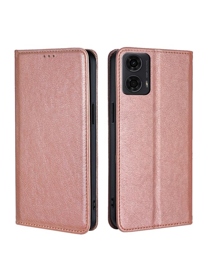 Green Tiger For Motorola Moto G24 4G Gloss Oil Solid Color Magnetic Leather Phone Case(Rose Gold)