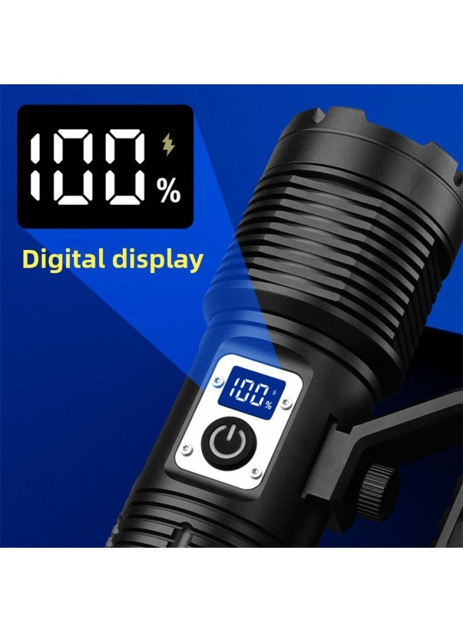 Portable Light TYPE-C Rechargeable Smart Electric Display Outdoor Searchlight Bright Flashlight-Color:Aluminum Alloy White Laser Portable Lamp (Digital Display + Power Bank)  - Image 4