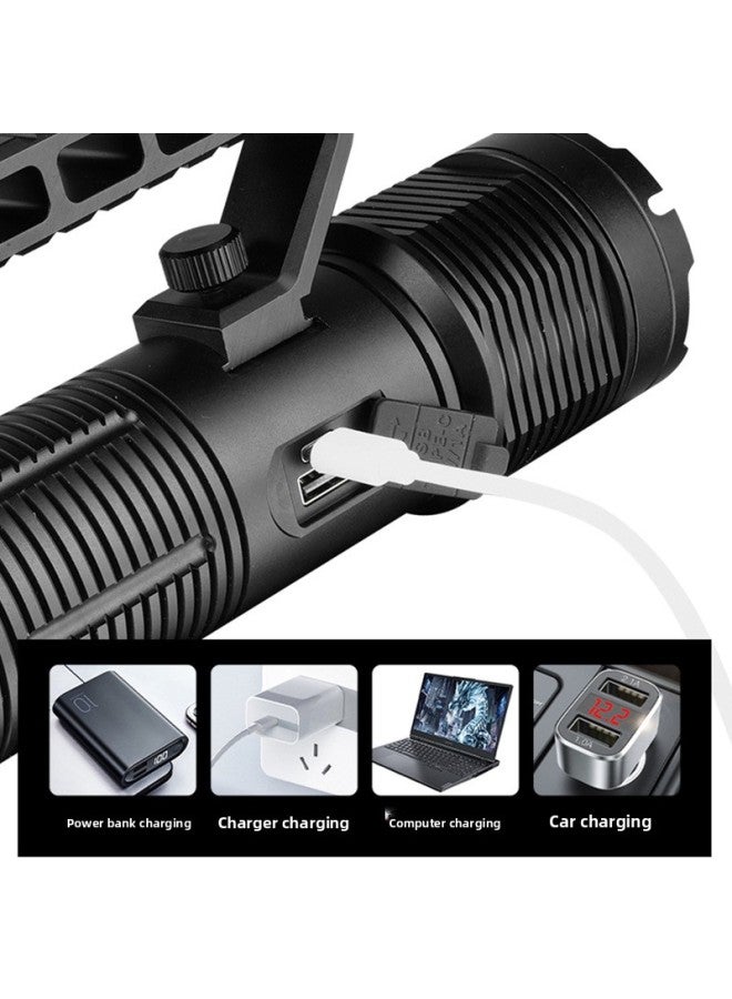 Portable Light TYPE-C Rechargeable Smart Electric Display Outdoor Searchlight Bright Flashlight-Color:Aluminum Alloy White Laser Portable Lamp (Digital Display + Power Bank)  - Image 3