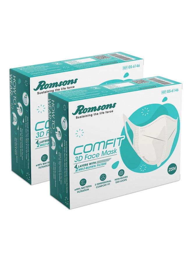 Romsons Comfit 3D Face Mask Grey (Pack Of 2) 50 Pcs - Image 2