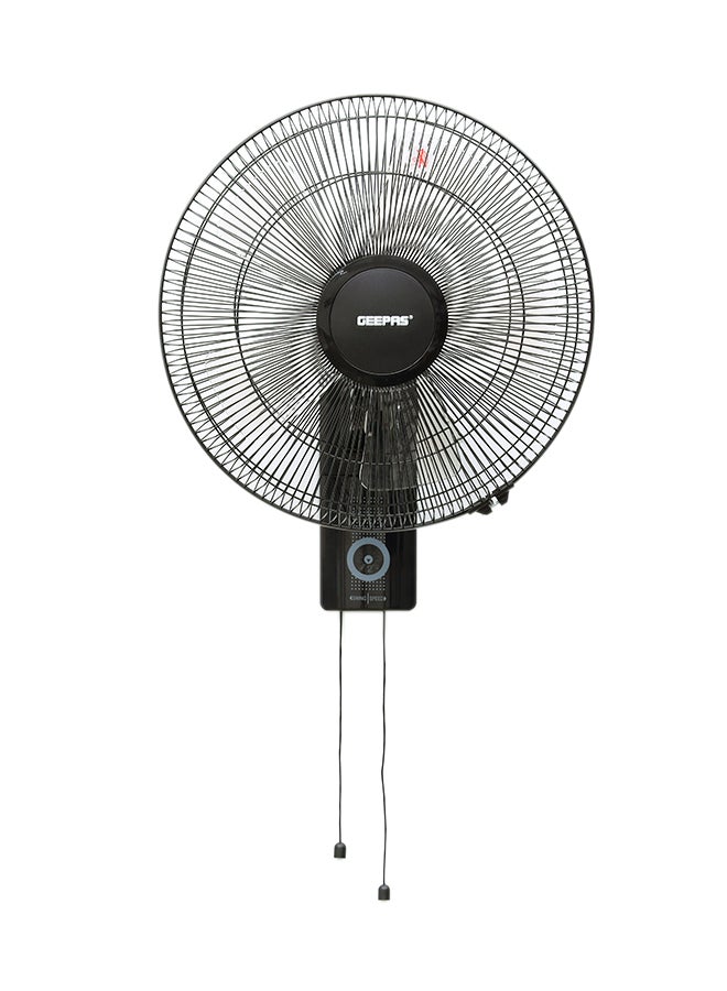 GEEPAS 16-Inch Wall Fan - 3 Speed Settings With 2 Pull String Cords/5 Leaf Blades/ Perfect for Home, Work Room Or Office Use GF9483 Black - Image 1