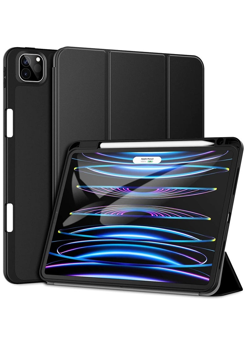 Case iPad Pro 11 Inch Case 2022 /2021 iPad Pro 11 Inch Cover Built-in Pencil Holder Pencil 2 Support Flexible Back Cover Trifold Stand Auto Sleep/Wake Black - Image 5