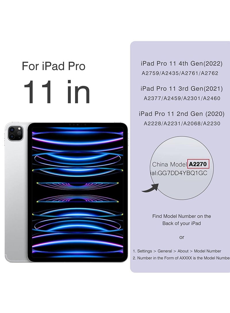 Case iPad Pro 11 Inch Case 2022 /2021 iPad Pro 11 Inch Cover Built-in Pencil Holder Pencil 2 Support Flexible Back Cover Trifold Stand Auto Sleep/Wake Black - Image 4