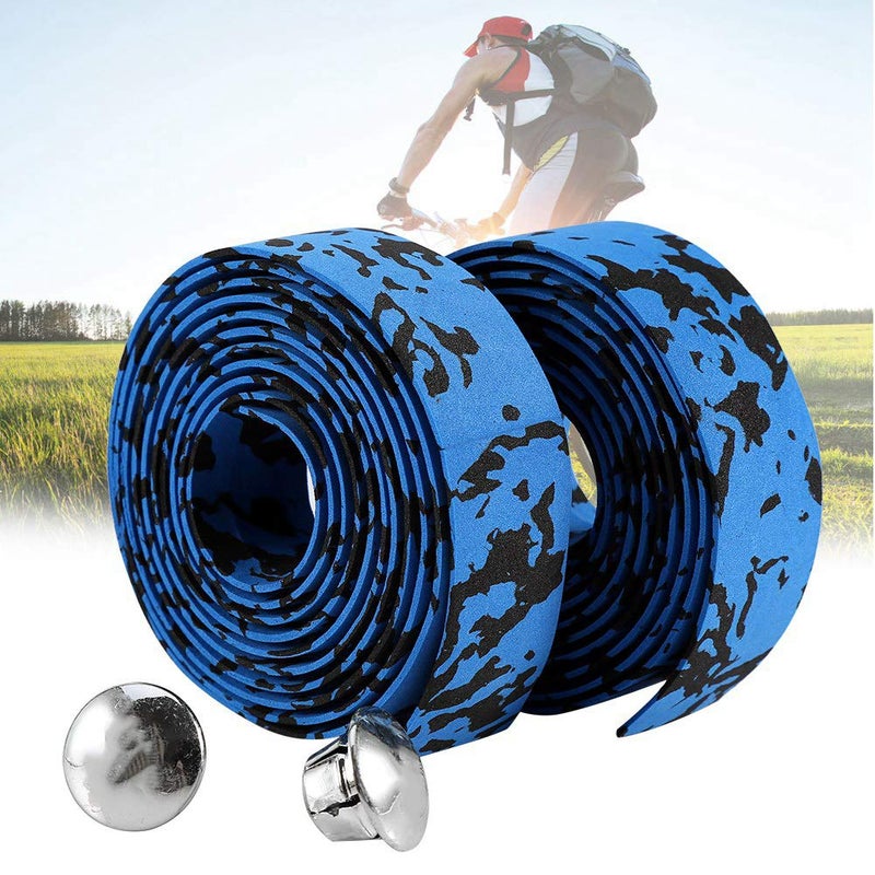 Blue And Black Motorcycle Handlebar Grip Wrap Tape Anti Slip Shock Absorption Durable - Image 2